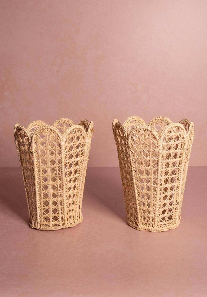 Atlántico Iraca Scallop Vase, Natural - Set of 2