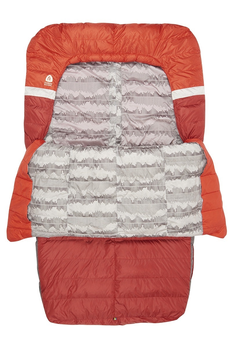 Sierra Designs Backcountry Bed Duo 20°F (-7°C) 650-Fill DriDown 2-Person Sleeping Bag - One Size - Red/Grey