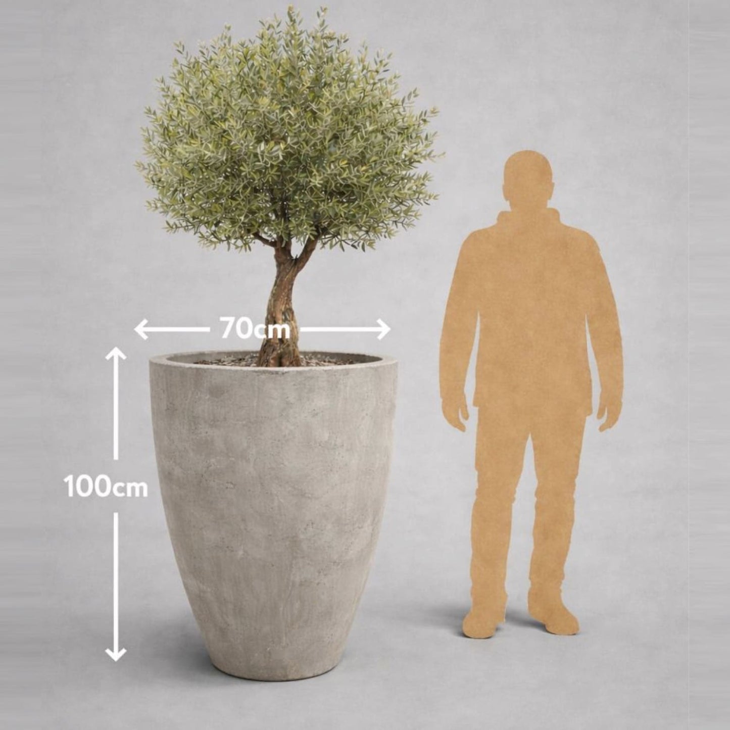 Vessara | Truffle – 100cm XXL Tall Concrete Planter – 172L Round Plant Pot