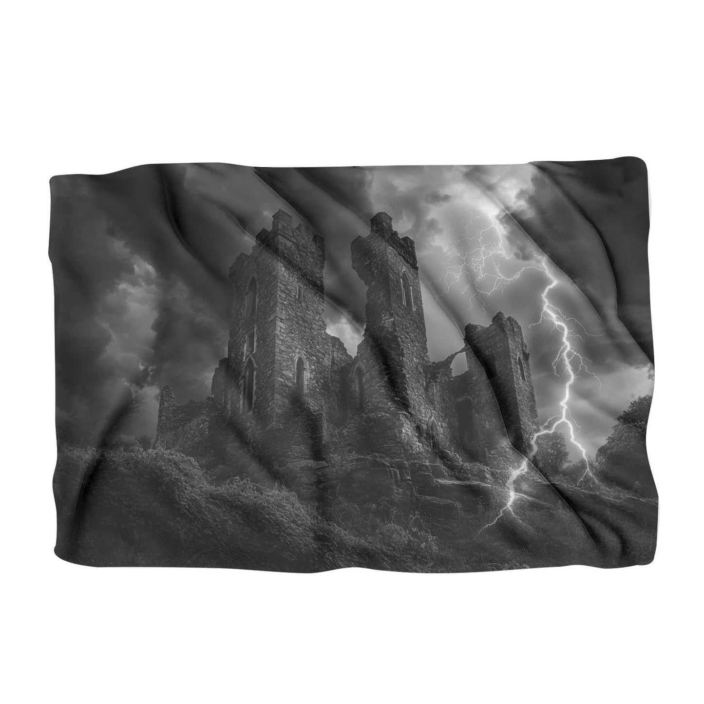 Lightning over Nostalgic Castle Blanket