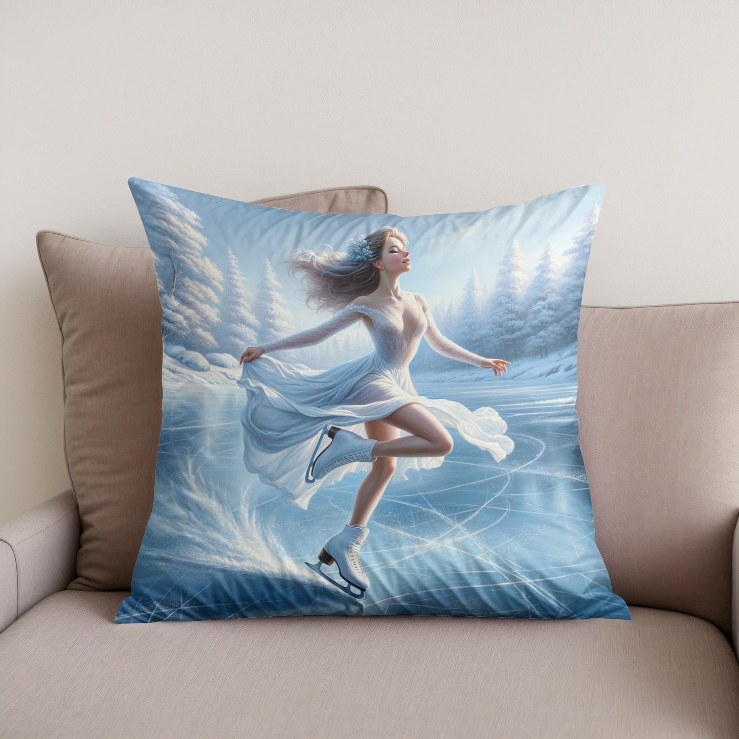 Elegant Ice Skater Cotton Cushion