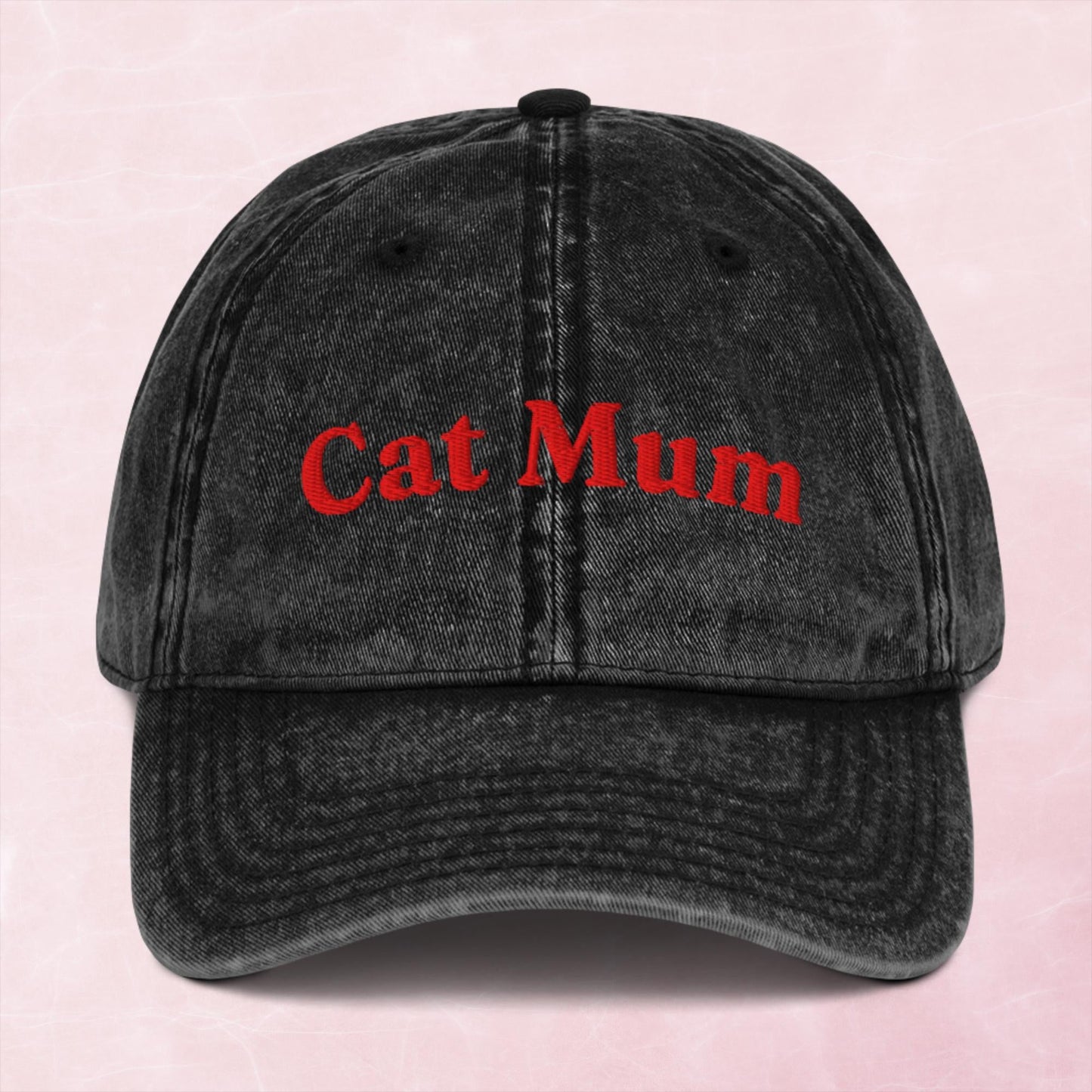 Cool quirky embroidered cat mum funny Vintage effect Cotton Twill Cap