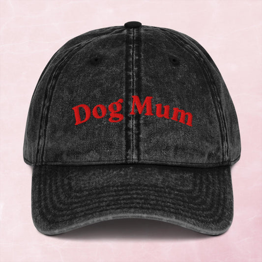 Cool quirky dog mum embroidered word Vintage effect Cotton Twill Cap