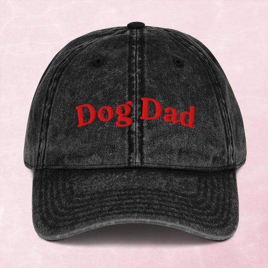 Cool quirky dog dad embroidered word Vintage effect Cotton Twill Cap