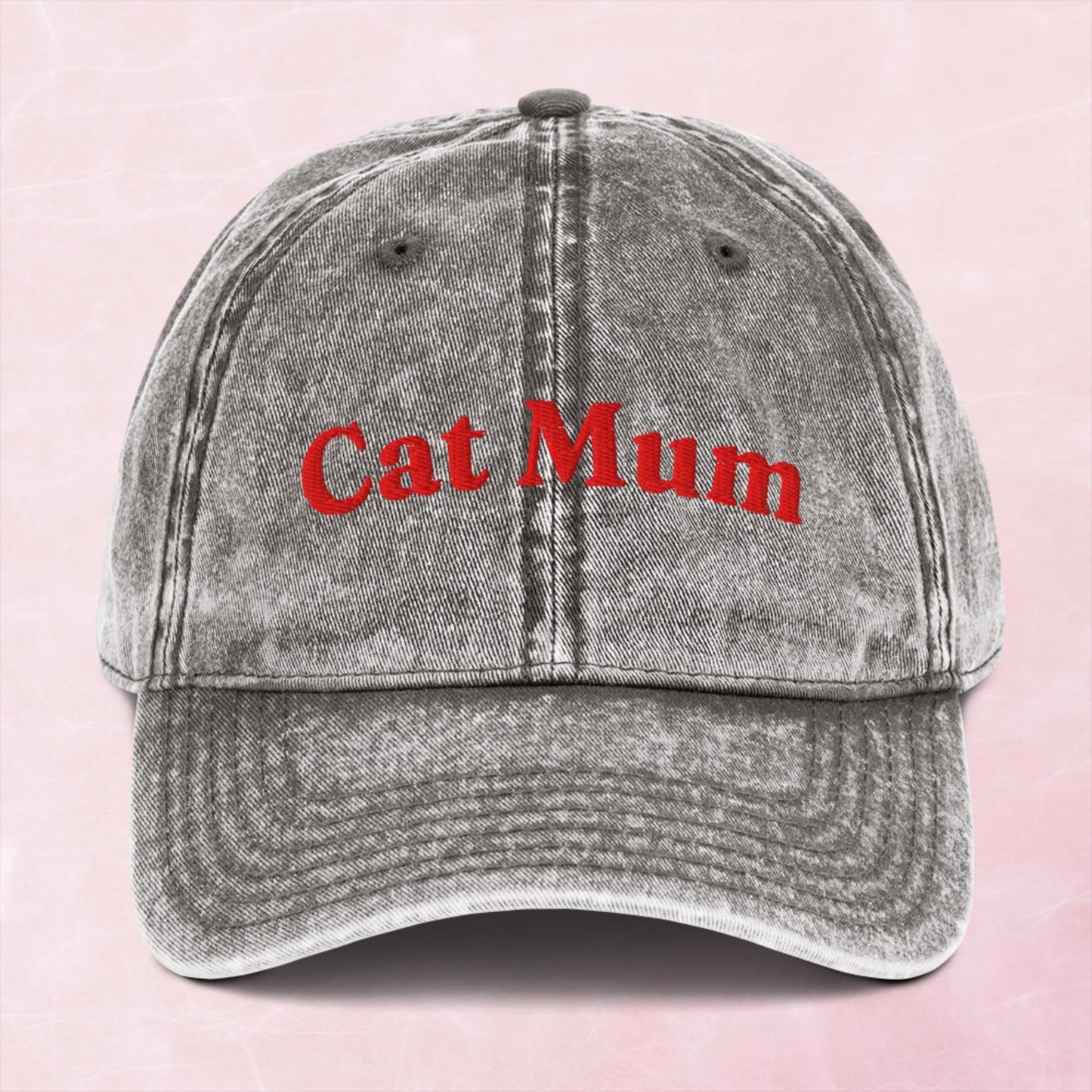 Cool quirky embroidered cat mum funny Vintage effect Cotton Twill Cap