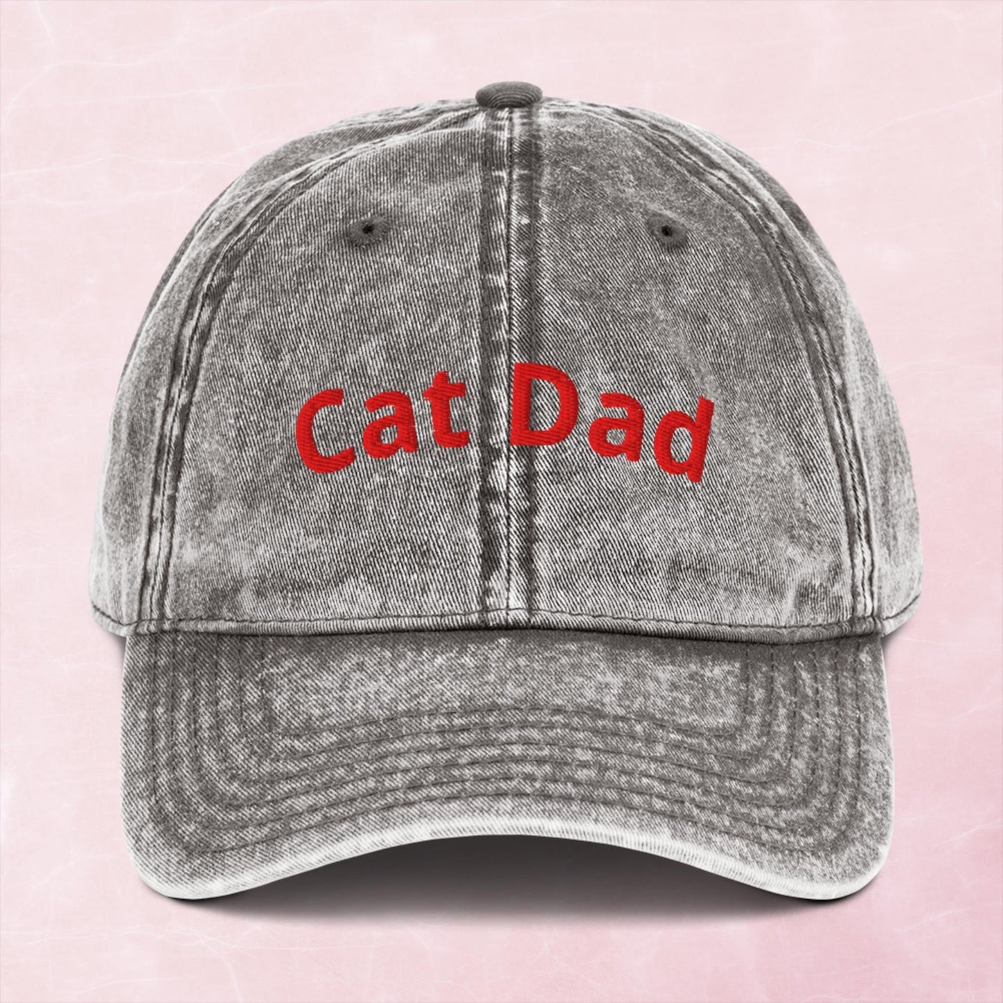 Cool quirky cat dad embroidered word Vintage effect Cotton Twill Cap
