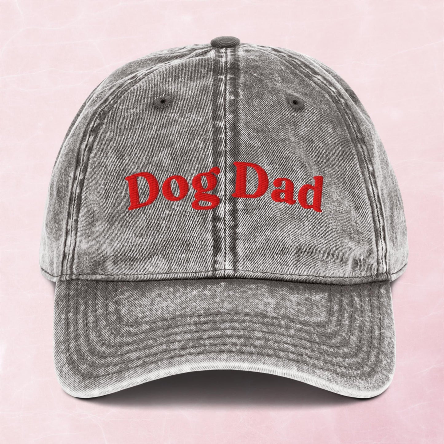Cool quirky dog dad embroidered word Vintage effect Cotton Twill Cap