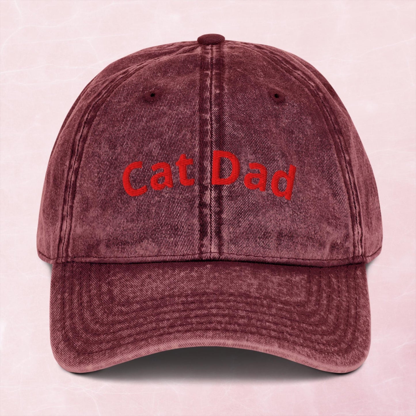 Cool quirky cat dad embroidered word Vintage effect Cotton Twill Cap