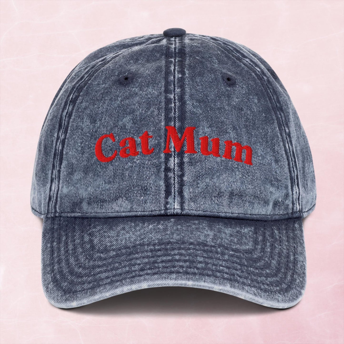 Cool quirky embroidered cat mum funny Vintage effect Cotton Twill Cap