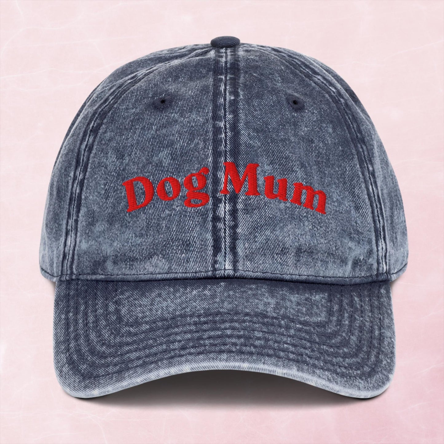 Cool quirky dog mum embroidered word Vintage effect Cotton Twill Cap