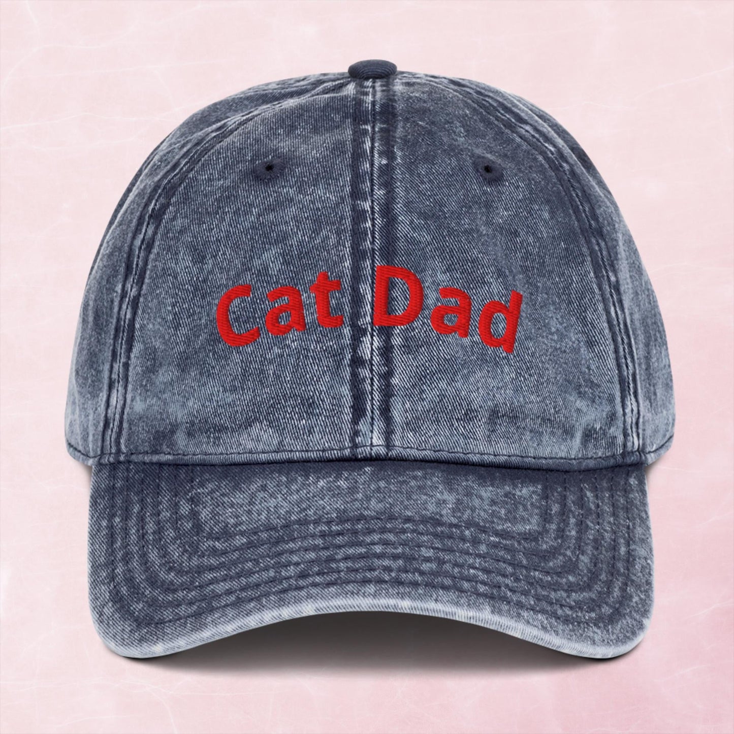 Cool quirky cat dad embroidered word Vintage effect Cotton Twill Cap