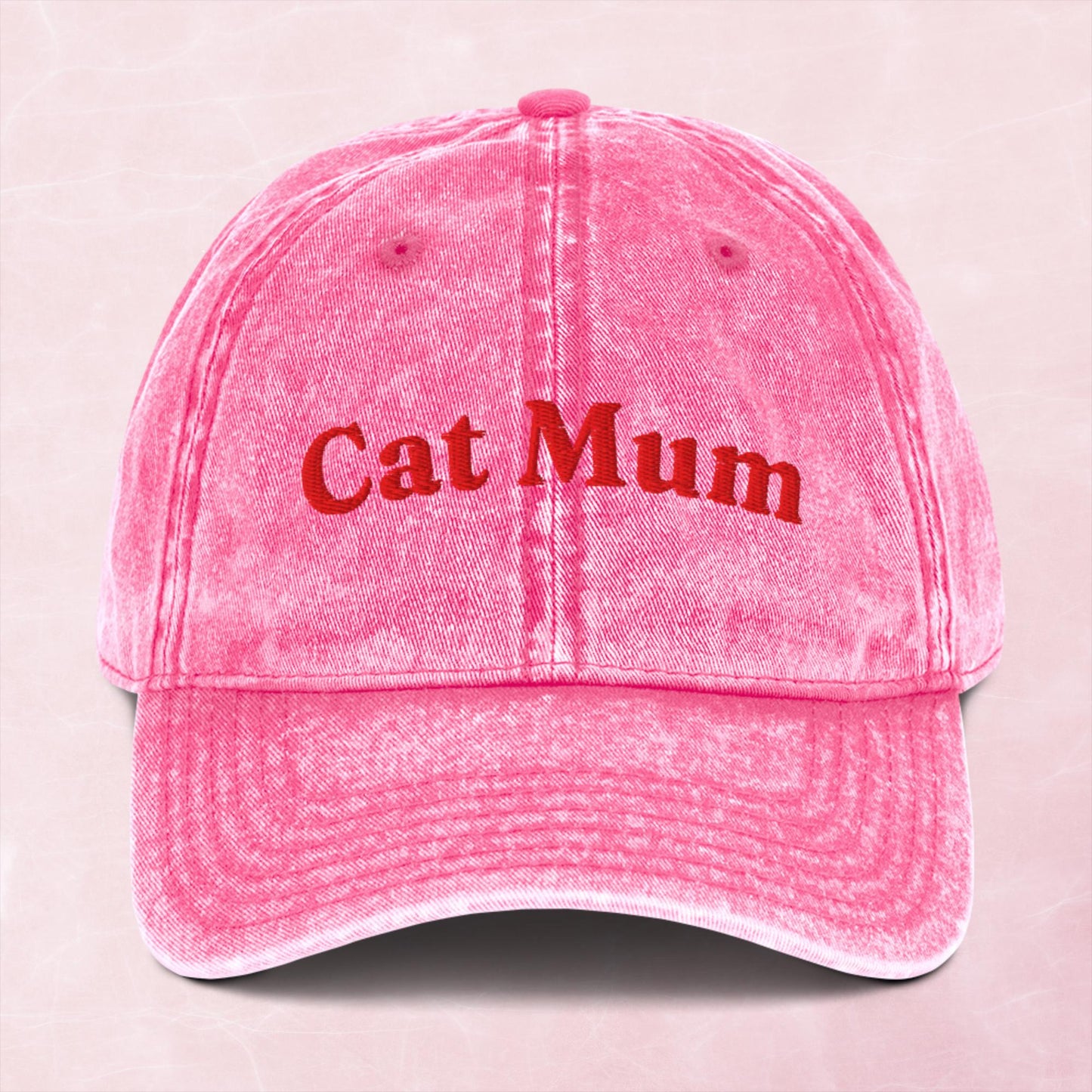 Cool quirky embroidered cat mum funny Vintage effect Cotton Twill Cap