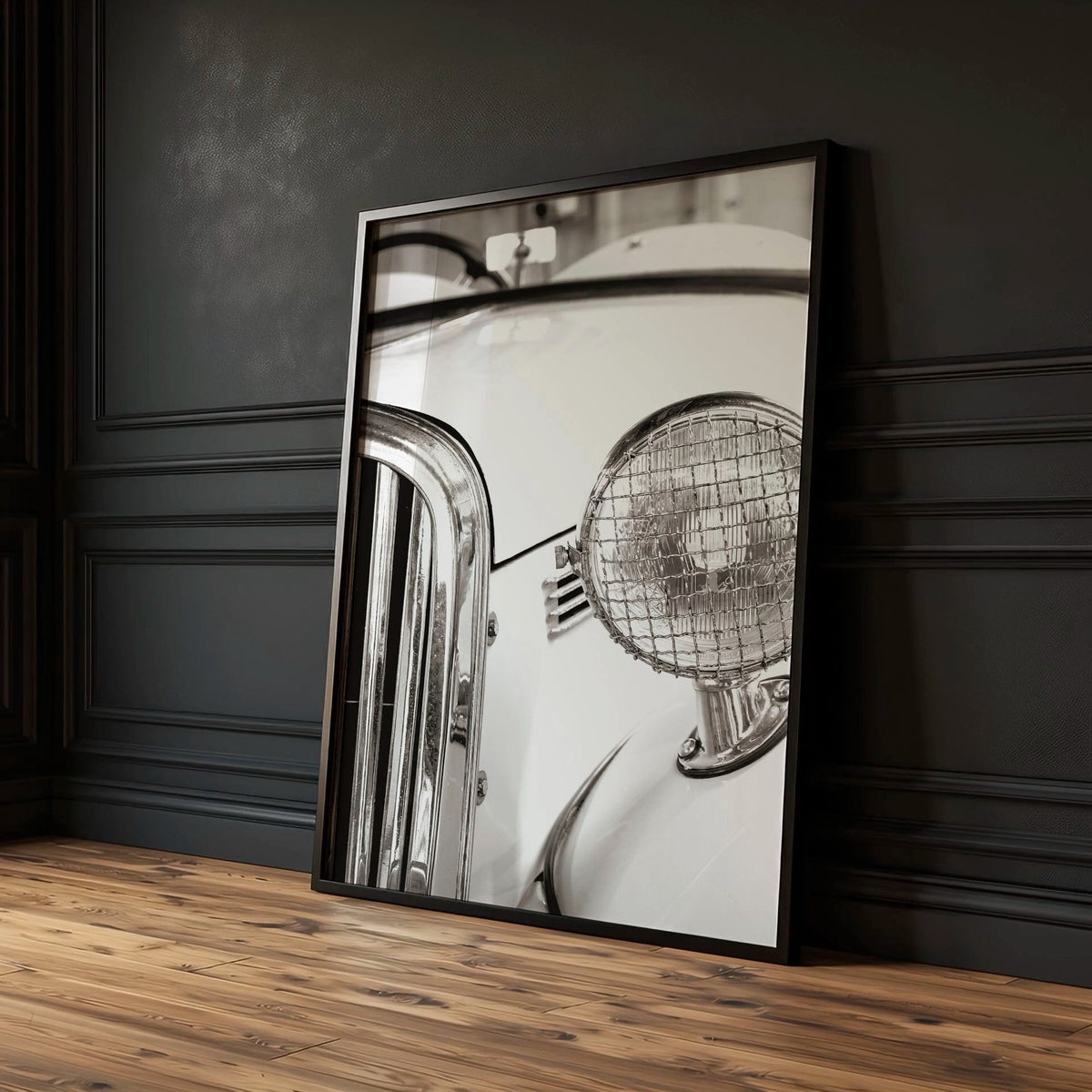 Vintage Posters Classic Car Detail Black & White Photography Wall Art Prints | Set of 3