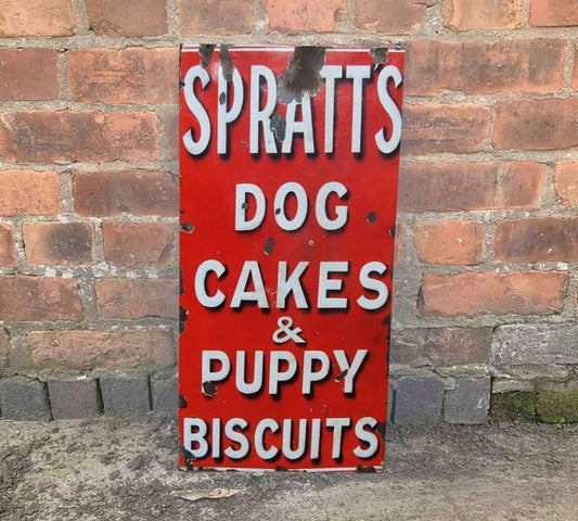 Vintage Spratt Dog Cakes Metal Advertising Sign