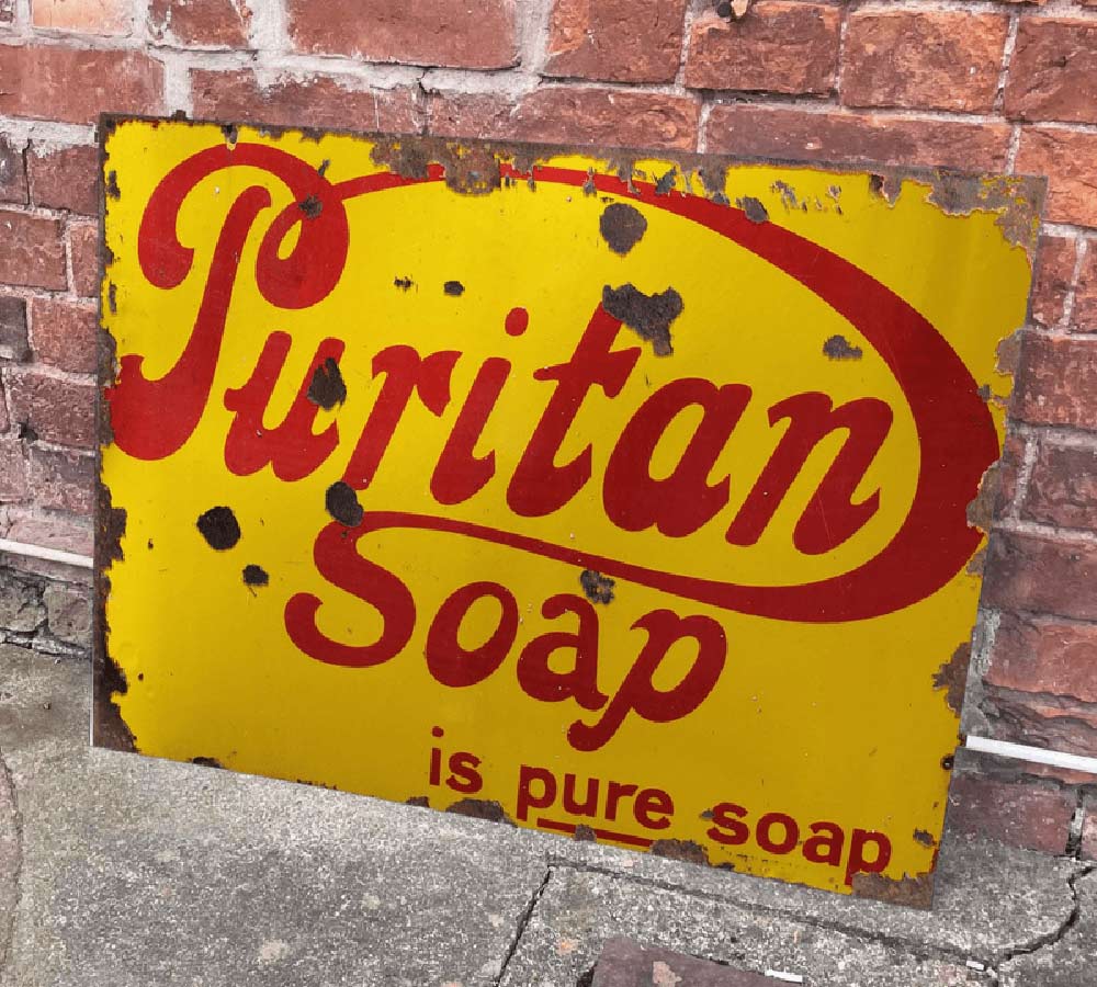 Vintage Distressed Effect Puritan Soap Advertising Sign