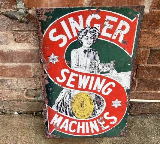 Vintage Singer Sewing Machine Metal Wall Sign
