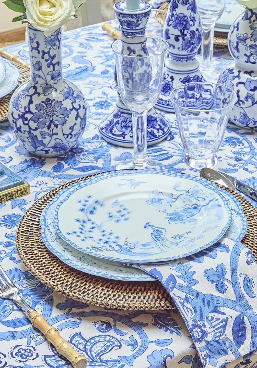 Virginia Blue and White Dinner Plates  - Set of 4
