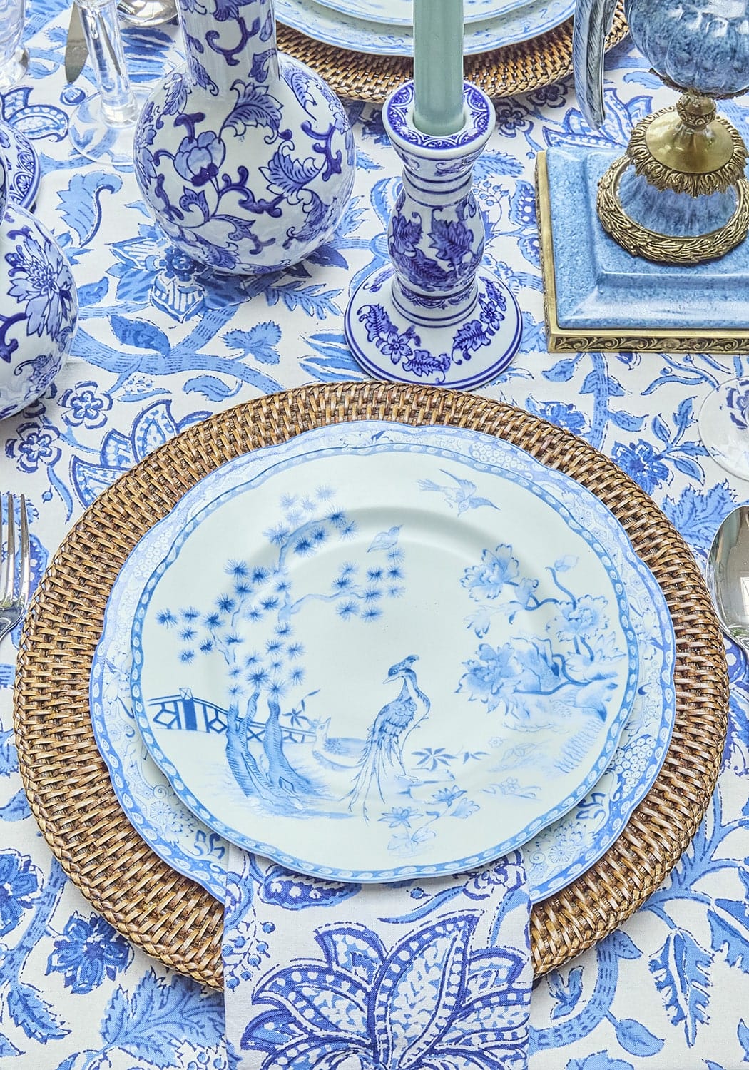 Virginia Blue and White Dinner Plates  - Set of 4