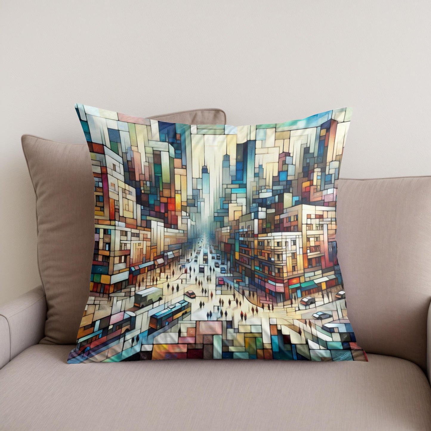 Abstract Cityscape Rhythms Cotton Cushion