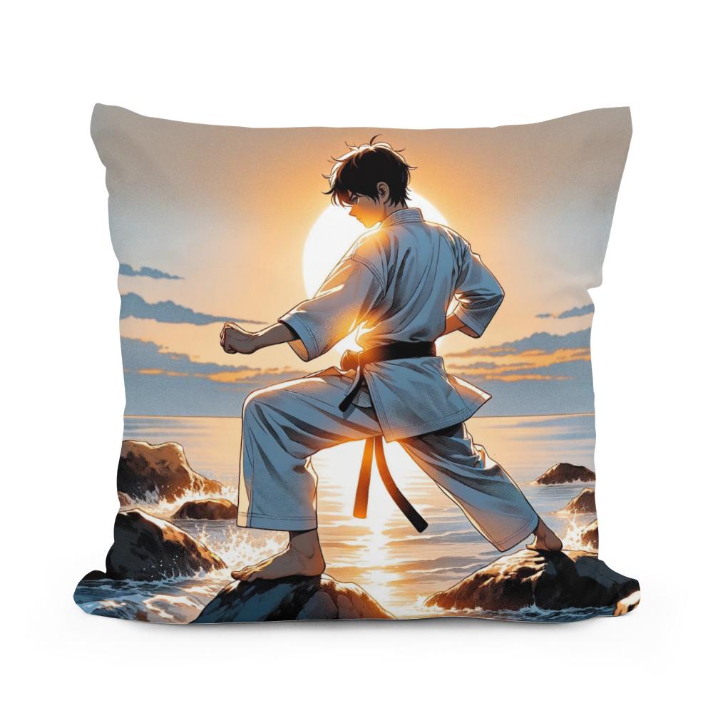 Karateka Sunrise Cotton Cushion