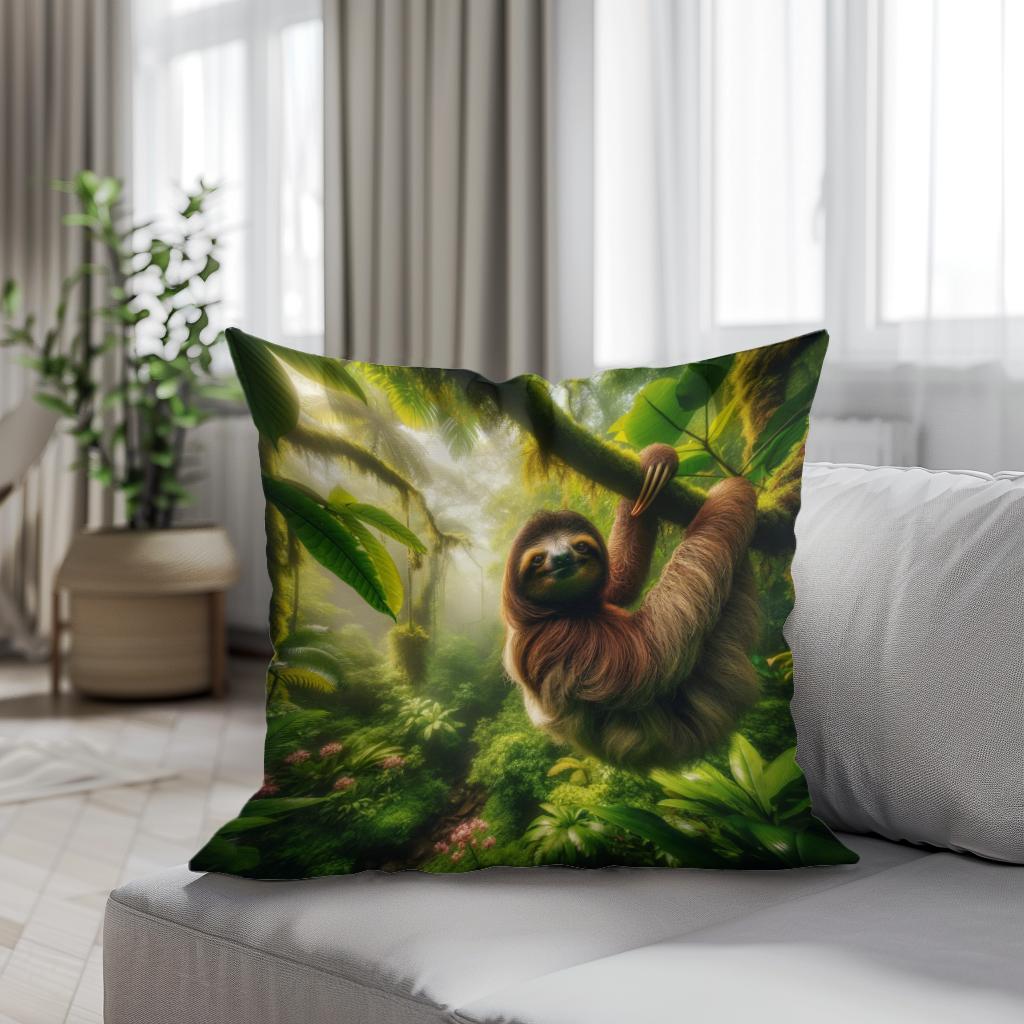 Tropical Sloth Cotton Cushion