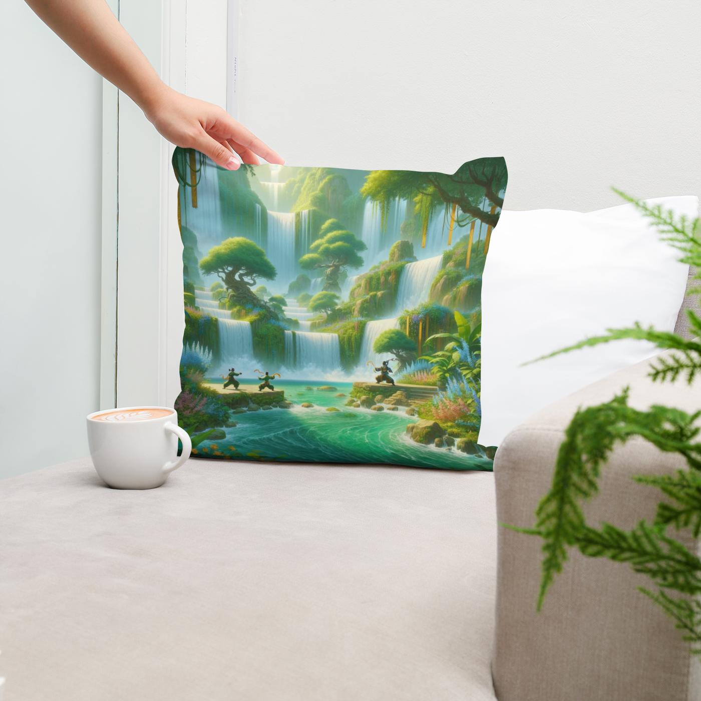 Pandaren Falls Cotton Cushion