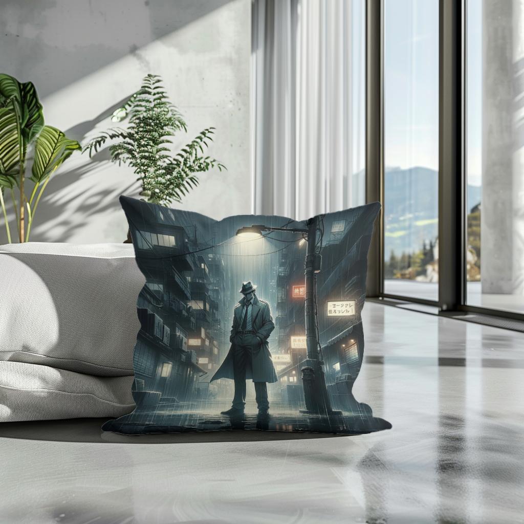 Urban Noir Mystery Cotton Cushion