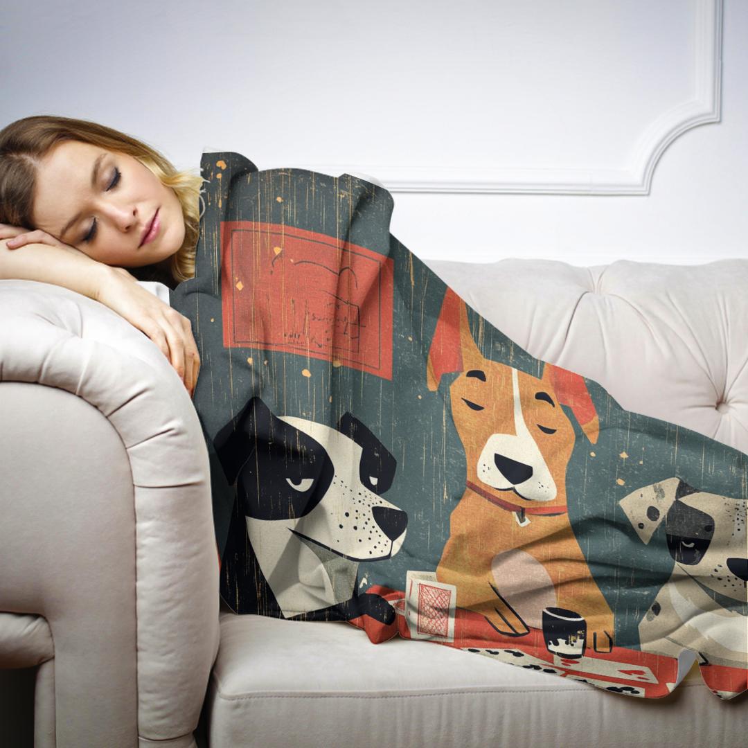 Canine Card Players Blanket