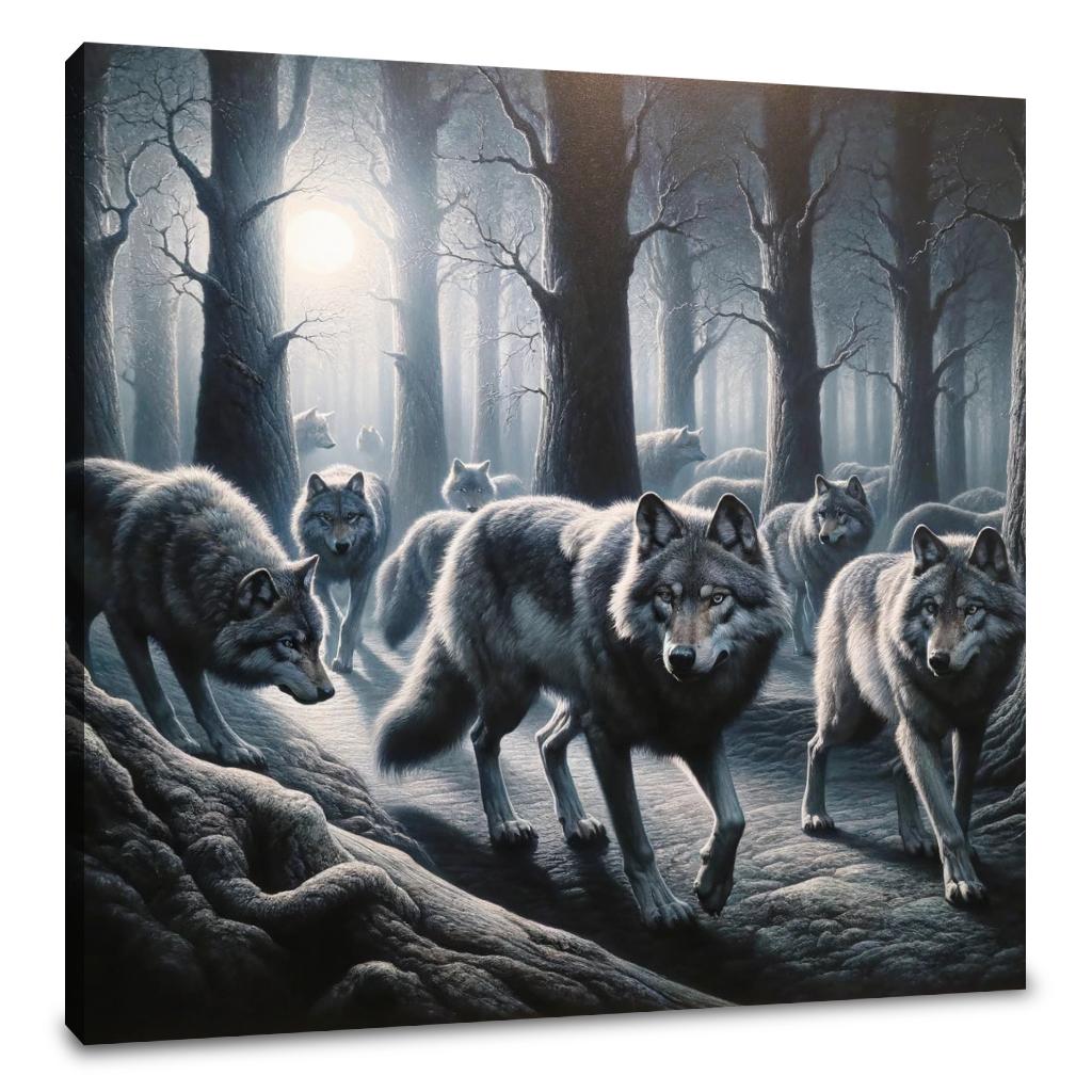 Moonlit Wolves Canvas