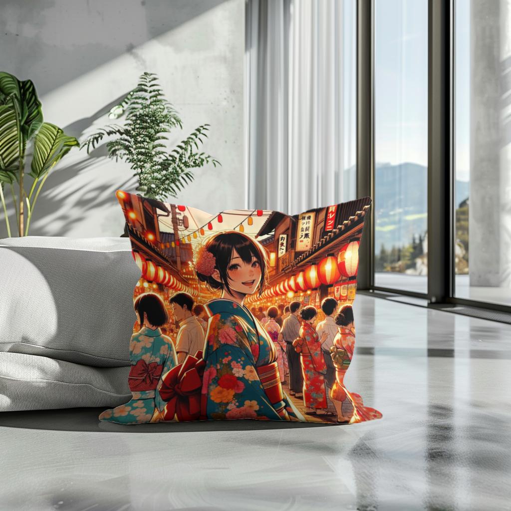 Festive Yukata Joy Cotton Cushion