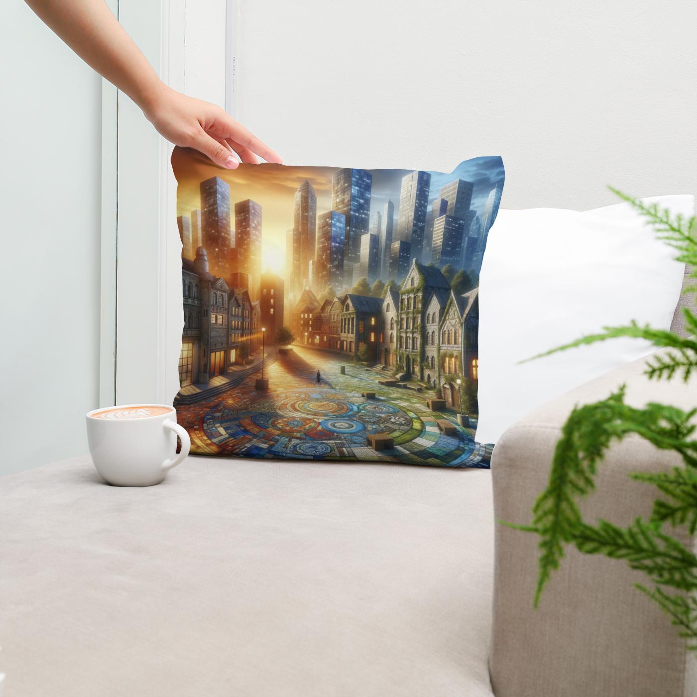 Time Mosaic Square Cotton Cushion