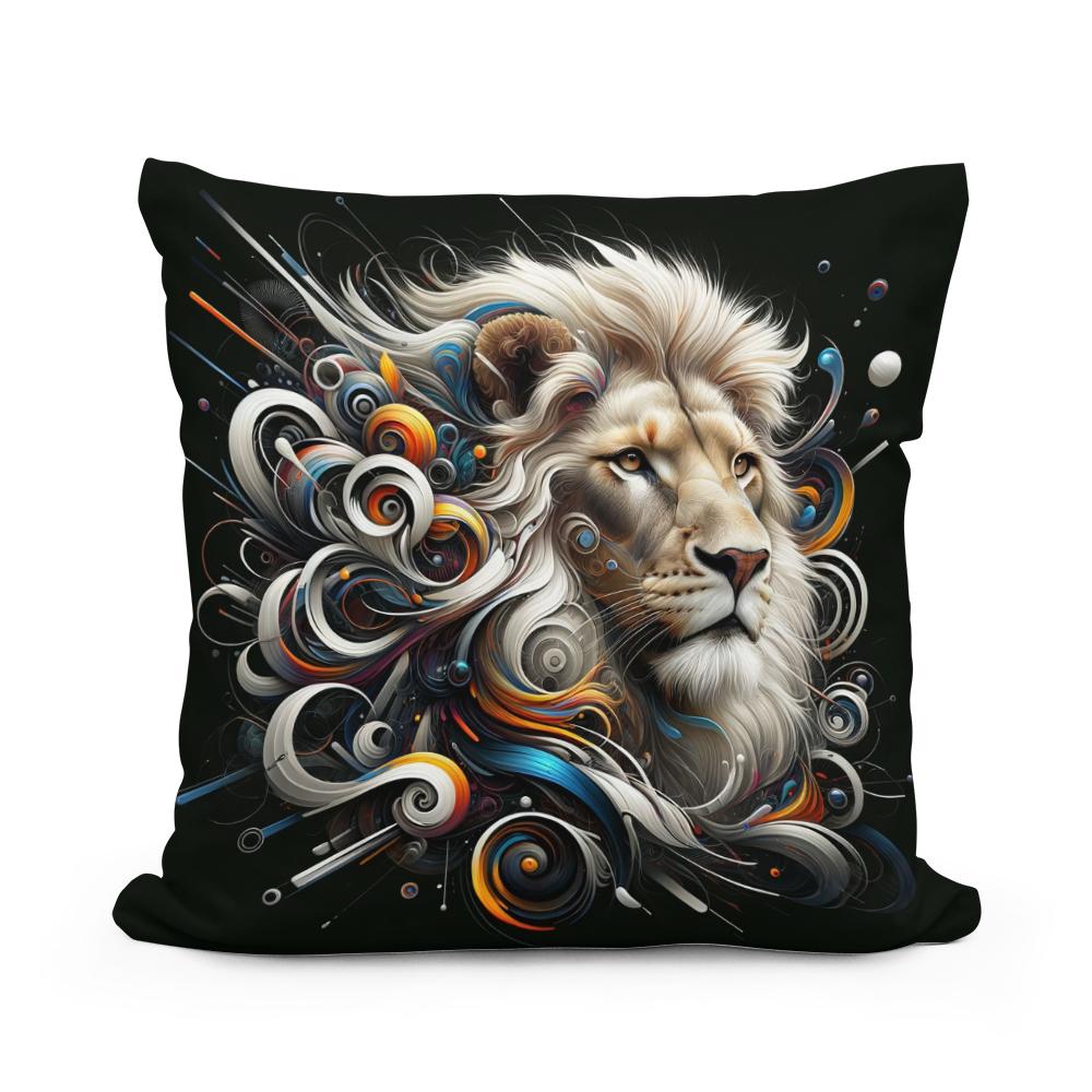 Lion's Abstract Majesty Cotton Cushion