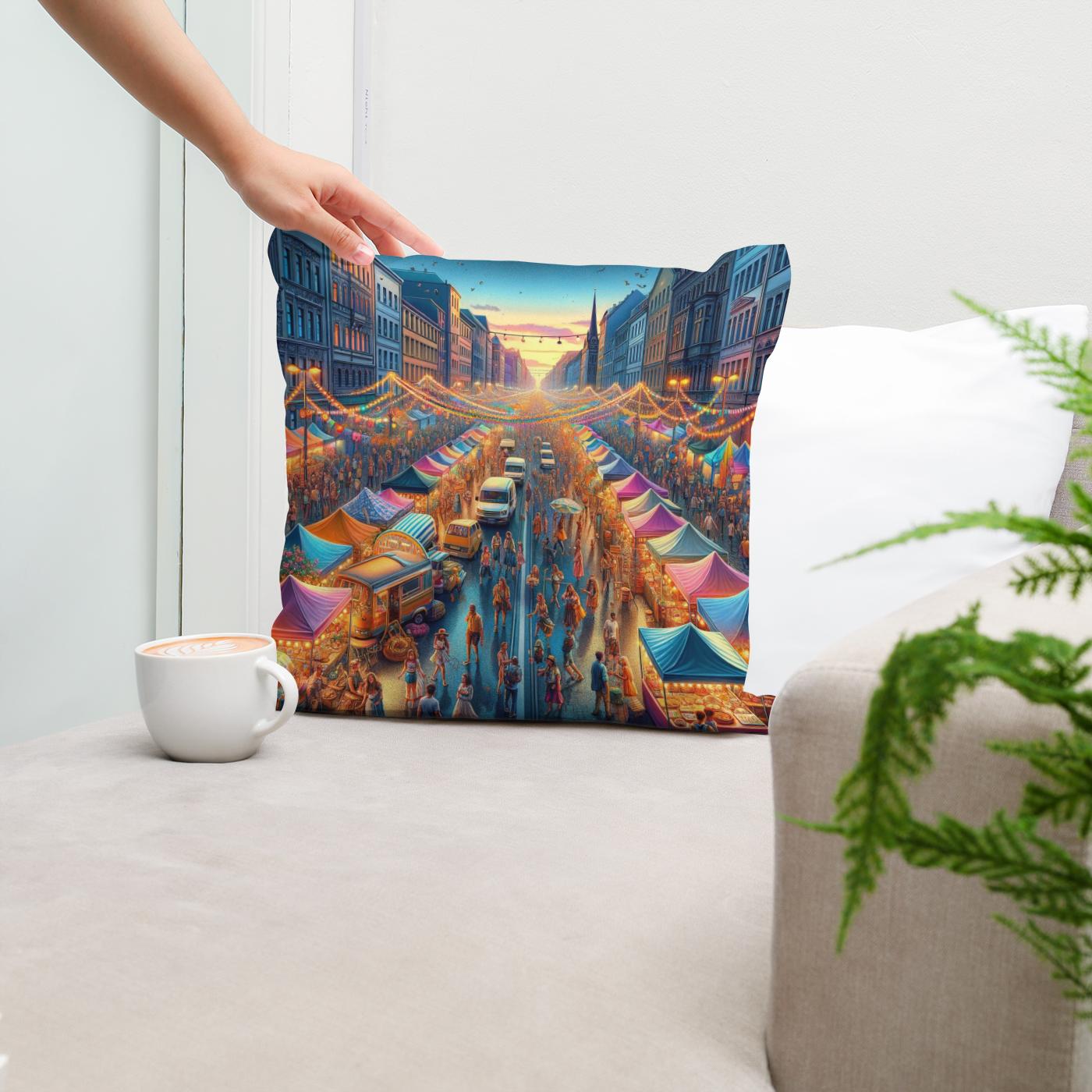Festival Lights Summer Evening Cotton Cushion