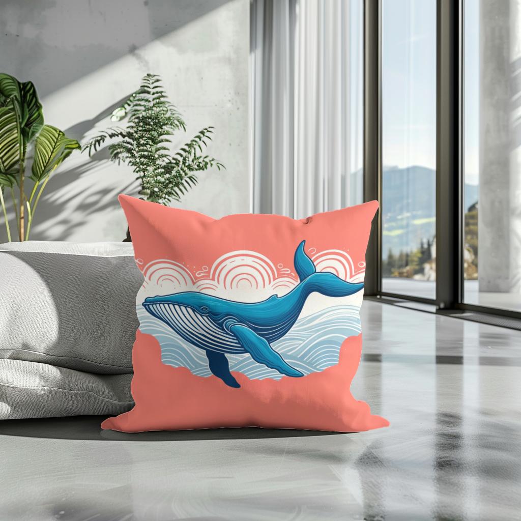 Serene Whale Cotton Cushion
