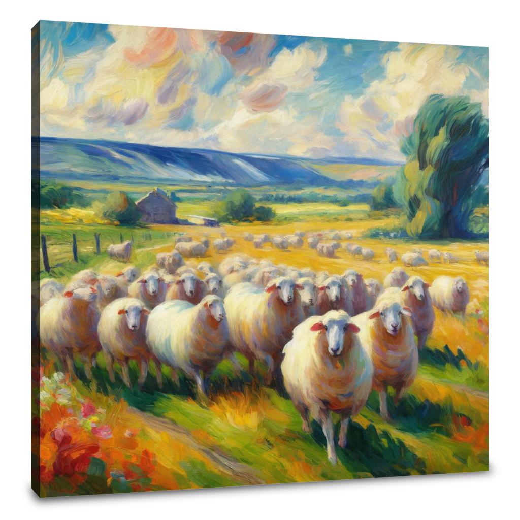 Vivid Pasture Sheep Canvas