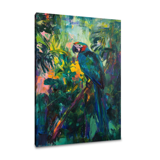 Parrot on Branch Canvas