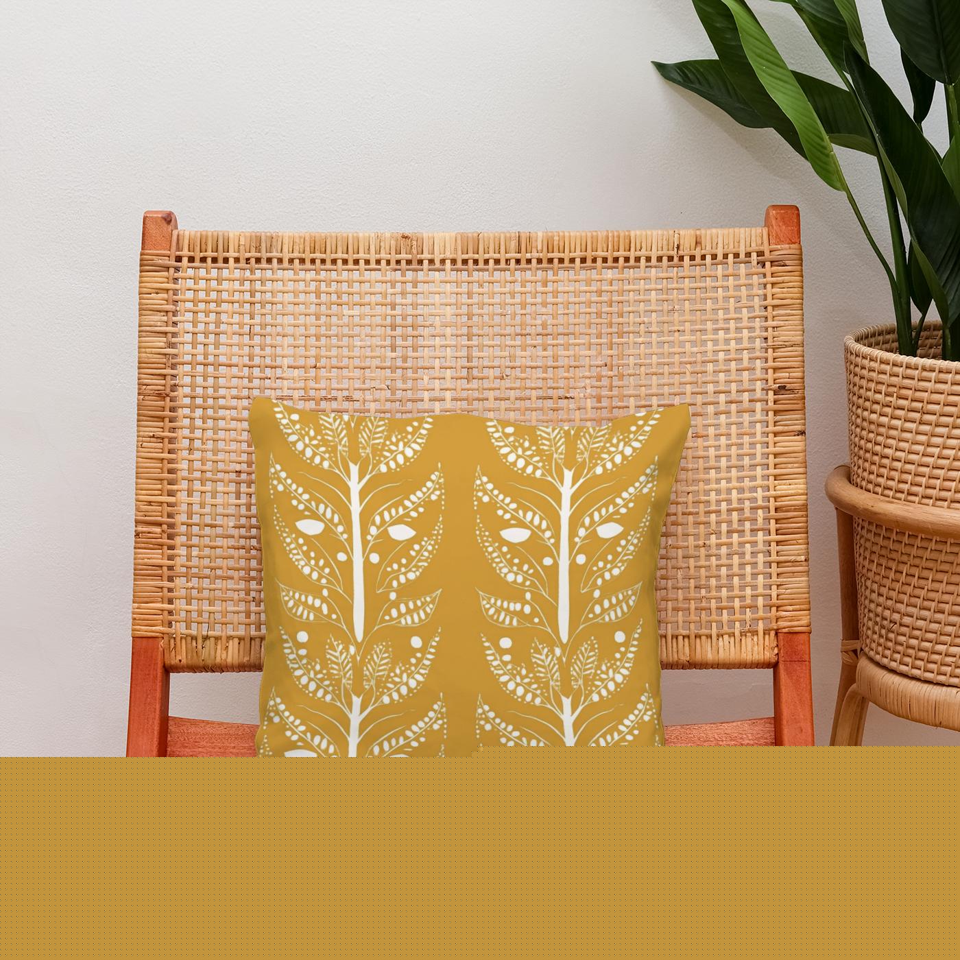 Mustard Symmetry Cotton Cushion