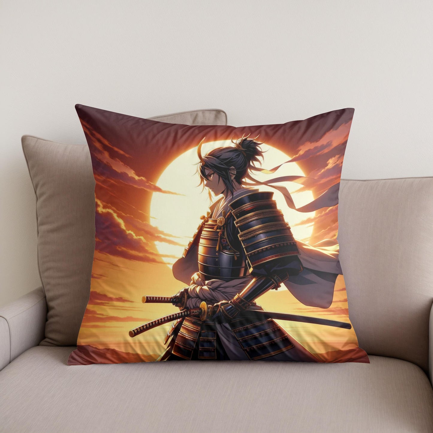 Sunset Samurai's Resolve Cotton Cushion