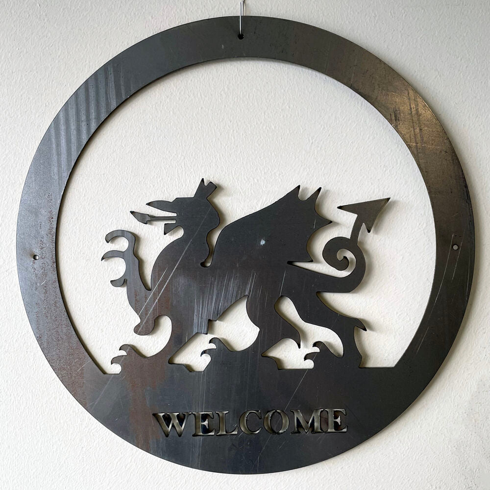 PoppyForge Welsh Dragon Welcome Wall Art