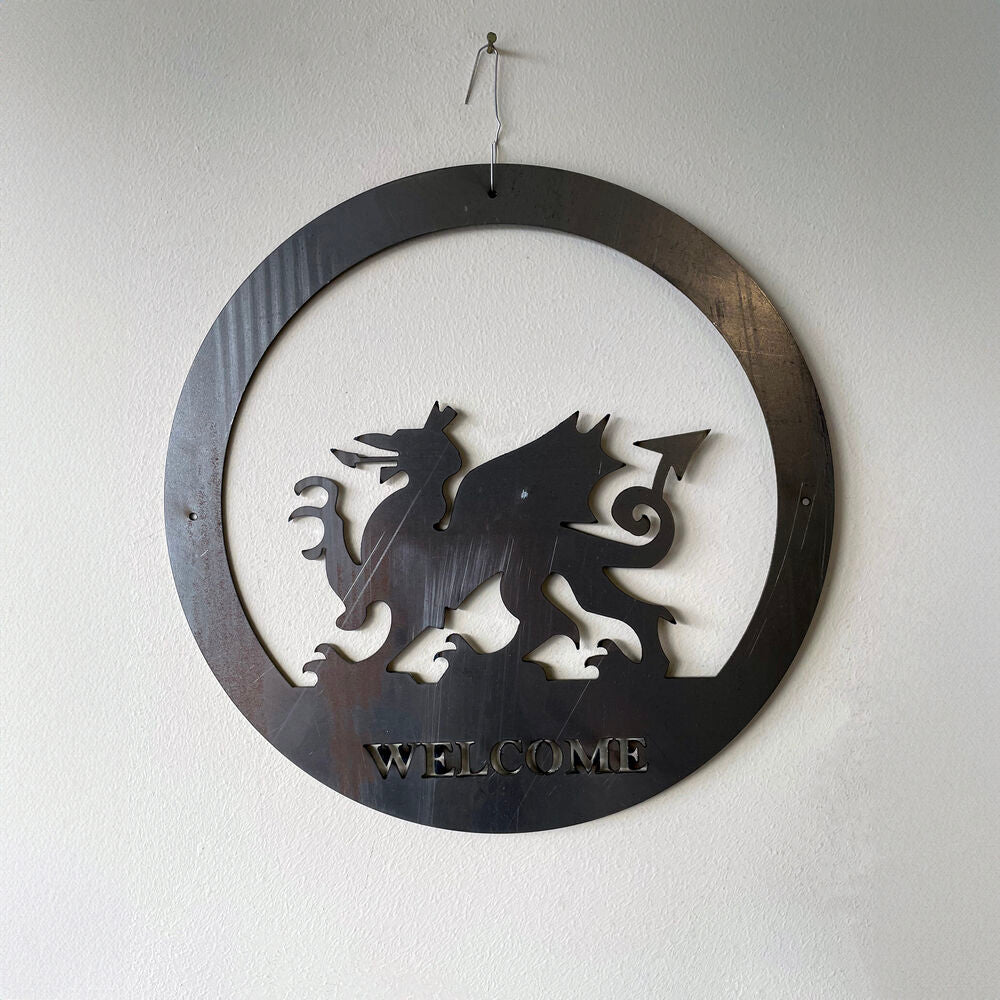 PoppyForge Welsh Dragon Welcome Wall Art