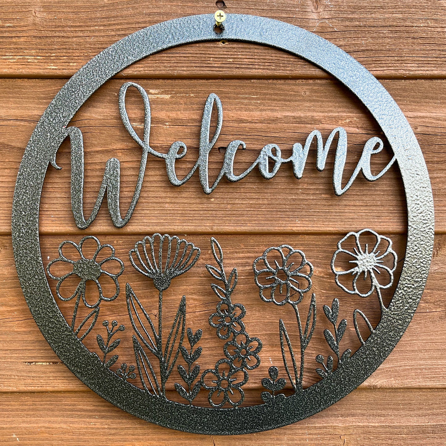 PoppyForge Wildflower Round Welcome Wall Art - black coating