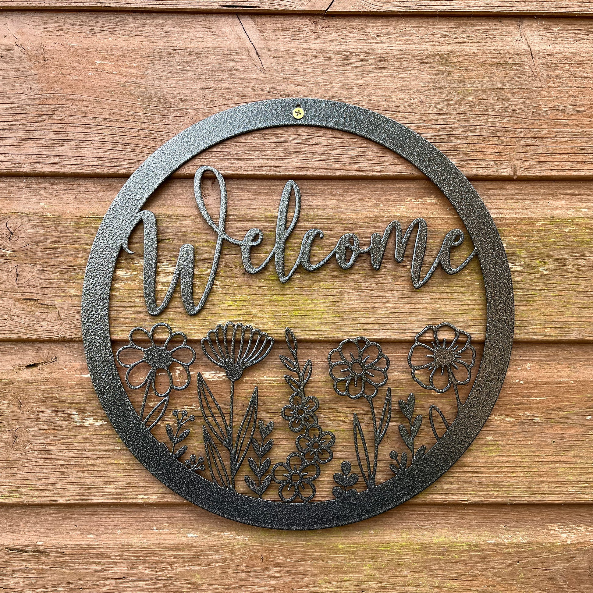 PoppyForge Wildflower Round Welcome Wall Art - black coating