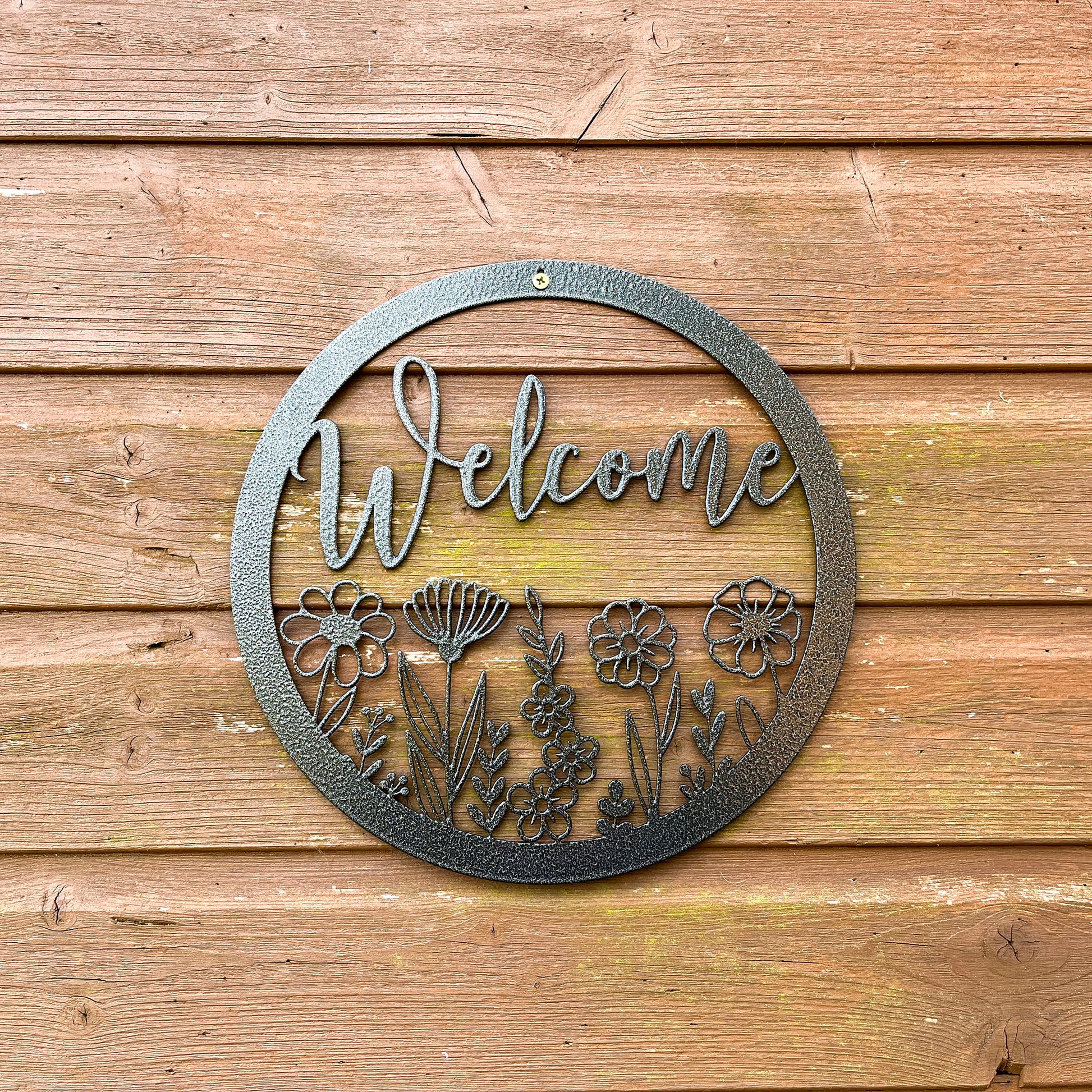 PoppyForge Wildflower Round Welcome Wall Art - black coating