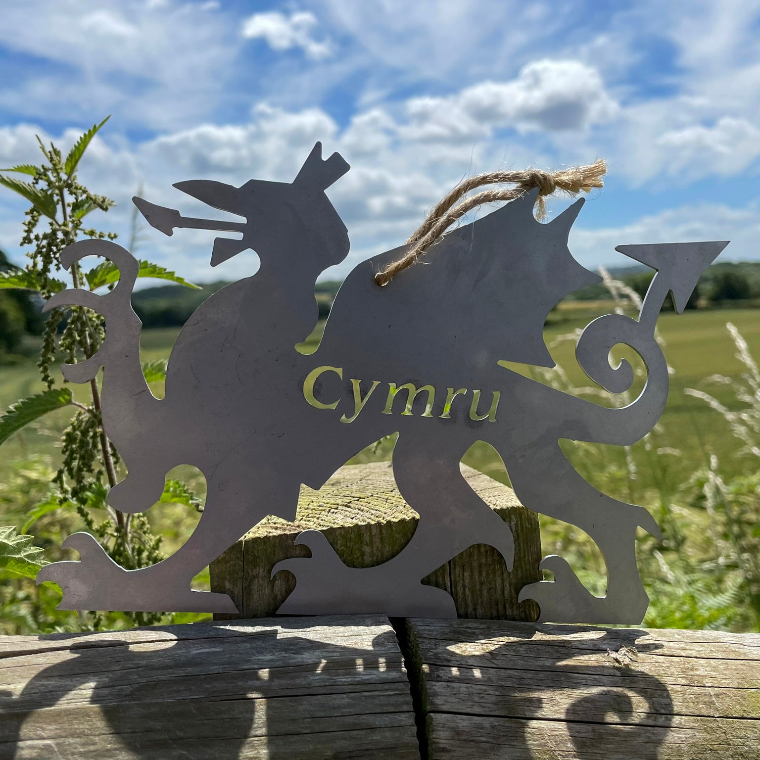 PoppyForge Hanging Welsh Dragon - Cymru, Solid Steel