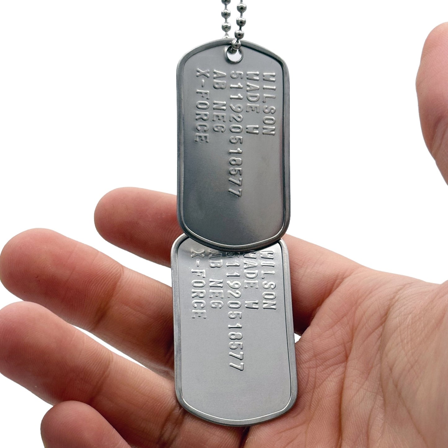 'WADE WILSON' Dog Tags - Costume Cosplay Prop Replica Military - Stainless Steel Chains Included
