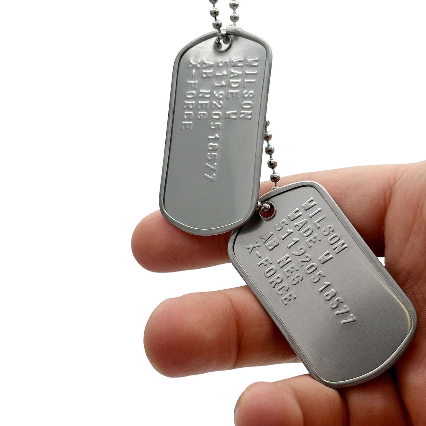 'WADE WILSON' Dog Tags - Costume Cosplay Prop Replica Military - Stainless Steel Chains Included