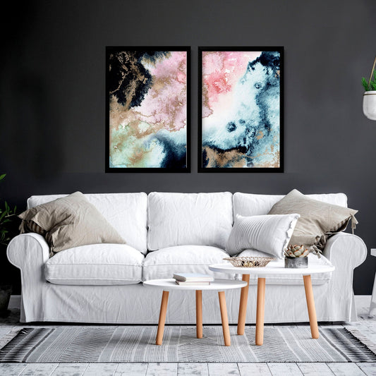 Wall art abstract modern | set of 2 framed wall art prints
