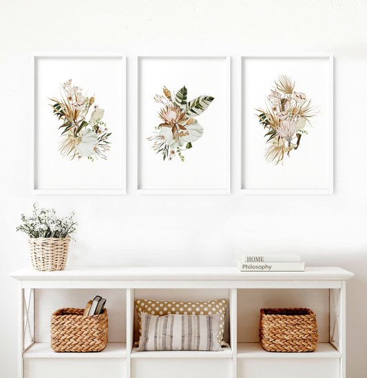 Bohemian wall art decor | Set of 3 framed wall art prints