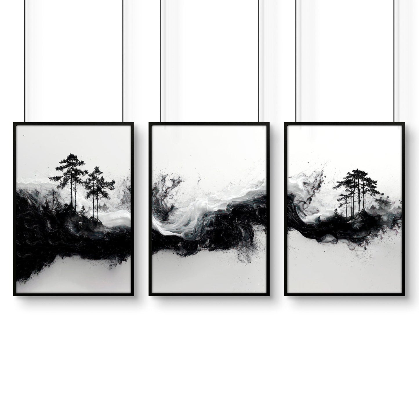 Wall Art Canvas Prints | Set of 3 Asian Inspired Wall art Prints