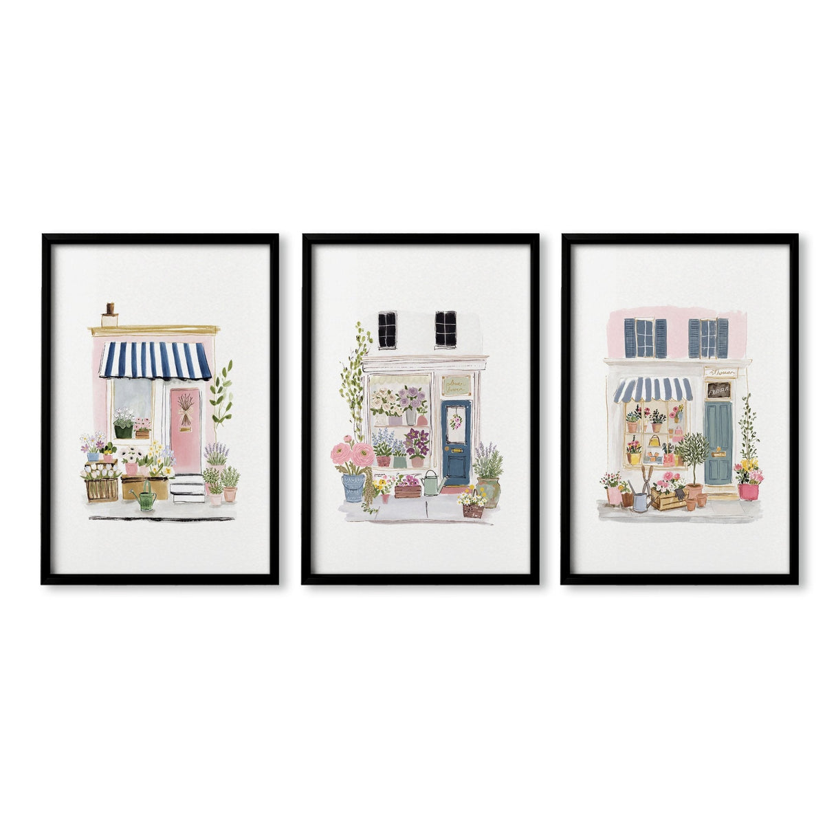Wall Art Flowers Cottage Flower Shop Watercolour Prints | Set of 3